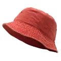 Sombrero de pescador unisex de algodón lavado rojo ladrillo con ojales metálicos de sol - Ajustable / Naranja