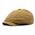 Berretto classico stile newsboy in cotone marrone con design vintage e cuciture bianche - Medio / Cachi