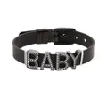 Adjustable black mesh strap bracelet featuring sparkling rhinestone BABY letters - Black