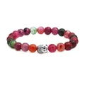 Detailed macro view of colorful cracked agate beads and silver Buddha head on the bracelet - Buddha Head-2 Style