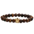 Bracciale di perle occhio di tigre con ciondolo a corona dorata e cristalli eleganti - Occhio di Tigre Corona d'Oro