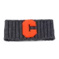 Dunkelgraues Rippstrick Stirnband für Sport mit orangem Stickerei-Buchstabe C - Grau