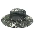 Detail of digital camo boonie hat featuring breathable mesh panels and wide brim structure - M (56-58cm) / Dark Green