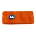 Vibrant orange knitted sports headband with AE letter patch and ribbed texture - M (56-58cm) / Letter Patch Sporty Style / Orange