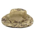 Men's digital camo sun hat with breathable mesh and wide brim for outdoor sun protection - M (56-58cm) / Brown