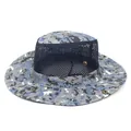 Digital camouflage sun hat for men with breathable mesh panels and flat top design - M (56-58cm) / Blue