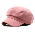 Gorra octogonal rosa de algodón para mujer con visera curva y diseño de color liso - M(56-58cm) / Rosa