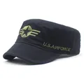 Gorra militar negra de algodón con bordado verde de U.S. Airforce y emblema de estrella - M(56-58cm) / Negro