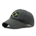 Herren Baseballkappe aus grauer Baumwolle mit Brasilien-Stickerei und Kontrastnähten - M (56-58cm) / Grün