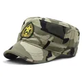 Classic camouflage flat top military cap with cotton fabric and star embroidery badge - M (56-58cm) / Camouflage