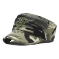 Men's camouflage cotton cadet cap with embroidered military badge and flat top style - M (56-58cm) / Camouflage