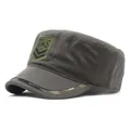 Verstellbare Armee-Mütze aus Baumwolle in Olivgrün mit Camouflage-Schirm für Herren - M (56-58cm) / Grün