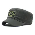 Army green patrol cap with Brazilian flag patch and durable cotton canvas texture - M(56-58cm) / Green