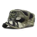 Militärische Flatcap im Dschungel-Camouflage-Canvas mit Air Force-Stickerei und Sternabzeichen - M(56-58cm) / Camouflage