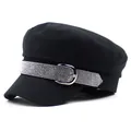 Zwarte bakkerspet voor dames met glanzende strass-steentjes en zilveren gesp - M (56-58cm) / Zwart