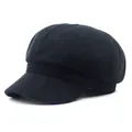 Gorra de pana negra clásica para mujer con diseño octogonal y textura vintage - M (56-58cm) / Negro