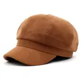 Gorra newsboy vintage marrón de pana para mujer con textura octogonal y visera curva - M (56-58cm) / Marrón