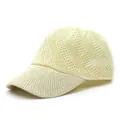 Breathable cream crochet straw baseball cap with mesh knit design for summer sun protection - M (56-58cm) / Cream