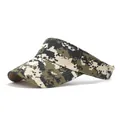 Adjustable camo sun visor hat with breathable open top for outdoor sports and sun protection - M / Khaki