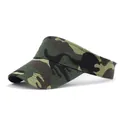 Adjustable camouflage visor hat with breathable mesh for summer outdoor sports and sun protection - M / Green