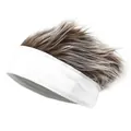 Dettaglio della fascia per capelli creativa con parrucca marrone e base in tela bianca - Fascia Bianca con Capelli Misti Marrone Grigio