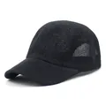 Black woven mesh baseball cap with breathable structure and curved brim for summer sun protection - M (56-58cm) / Black