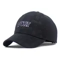 Schwarze Sport-Baseballkappe mit weißer Stickerei und dezentem Allover-Musterprint - M (56-58cm) / Schwarz