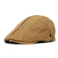 Berretto piatto classico kaki da uomo con fibbia regolabile e stile retrò casual - M / Cachi