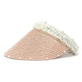 Detailansicht eines rosa Strohhutes mit feiner Webstruktur und elegantem Perlenbesatz - M (56-58cm) / Rosa