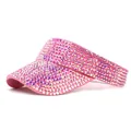 Détail de la visière rose avec strass irisés montrant la texture brillante et le rebord - M(56-58cm) / Rose