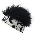 Verrückte Strickmütze mit schwarzem Kunsthaar und Pandamuster für Kostümpartys - Pandamuster mit schwarzem Haar
