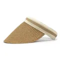 Straw open top sun hat with wide brim and striped headband for summer UV protection - M (56-58cm) / Khaki