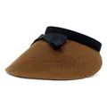 Detail of the woven straw texture and elegant black ribbon bow on a brown sun hat - M (56-58cm) / Brown