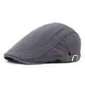 Béret réglable en coton gris foncé pour hommes avec boucle en métal et coutures décoratives - M (56-58cm) / Gris
