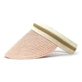 Detail view of pink straw brim and striped headband of summer sun visor hat - M (56-58cm) / Pink