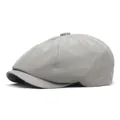 Casquette gavroche classique en coton gris clair avec design à huit pans et visière courte - M (56-58cm) / Gris