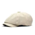 Casquette gavroche classique en coton beige pour homme avec design vintage à huit panneaux - M (56-58cm) / Beige