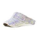 Gros plan des strass irisés scintillants sur une visière pare-soleil beige femme - M(56-58cm) / Poche zippée