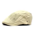Béret en coton kaki avec broderie SDX et boucle réglable en métal pour hommes - M(56-58cm) / Beige