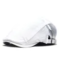 White breathable mesh beret with adjustable metal buckle and canvas texture - M (56-58cm) / White
