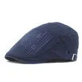 Détail du béret en coton bleu marine avec broderie SD et boucle métallique - M(56-58cm) / Bleu marine