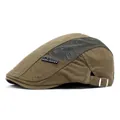 Breathable khaki mesh paneled ivy cap with metal buckle and logo tag for men outdoors - M (Adjustable) / Dark Green