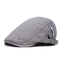 Men's grey cotton beret ivy cap with breathable mesh patchwork and adjustable metal buckle - M (56-58cm) / Gray