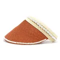Close-up of pearl embellishments on a woven straw sun hat with an open top design - M (56-58cm) / Caramel color