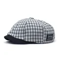 Klassische schwarz-weiße Schiebermütze mit schwarzem Schirm für Damen und Herren - M (56-58cm) / Grau