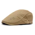 Men's khaki cotton ivy cap featuring BG embroidery and adjustable metal buckle side - M (56-58cm) / Khaki