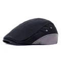 Klassische Schiebermütze aus Baumwolle für Herren mit schwarz-grauen Kontrastfeldern - M (56-58cm) / Schwarz