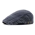 Classic pinstripe cotton denim ivy cap in dark grey with adjustable side metal buckle - M (56-58cm) / Gray