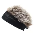 Light brown wavy wig headband with black mesh base for parties and outdoor sports - Adjustable / Black Base Brown Hair