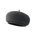 Minimalist dark grey wool beret hat for women featuring a retro folded edge design - M (56-58cm) / Gray